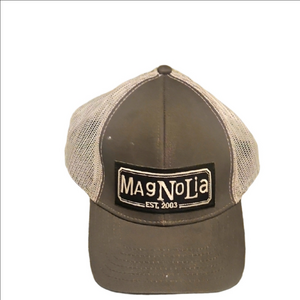 Magnolia Waco TX Charcoal and White Trucker Hat